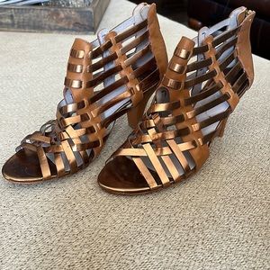 Johnston & Murphy Caged Heeled Sandal Size 7 1/2 Brown Bronze